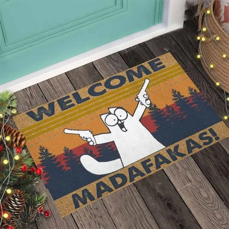 MADAFAKAS Carpet Pattern Mat Outdoor Non-slip Easy To Clean Cat Rug Resistant Doormat Washroom Entrance Decor Washable Carpet