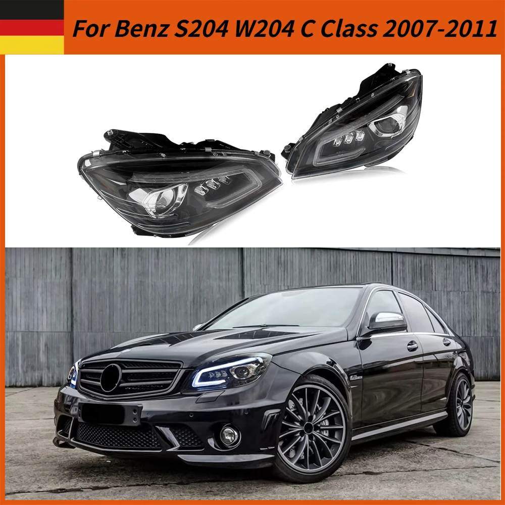 

RHD Front Headlights For Mercedes Benz S204 W204 C Class C250 C300 C350 2007 2008 2009 2010 2011 for GT Style Car Head Lights