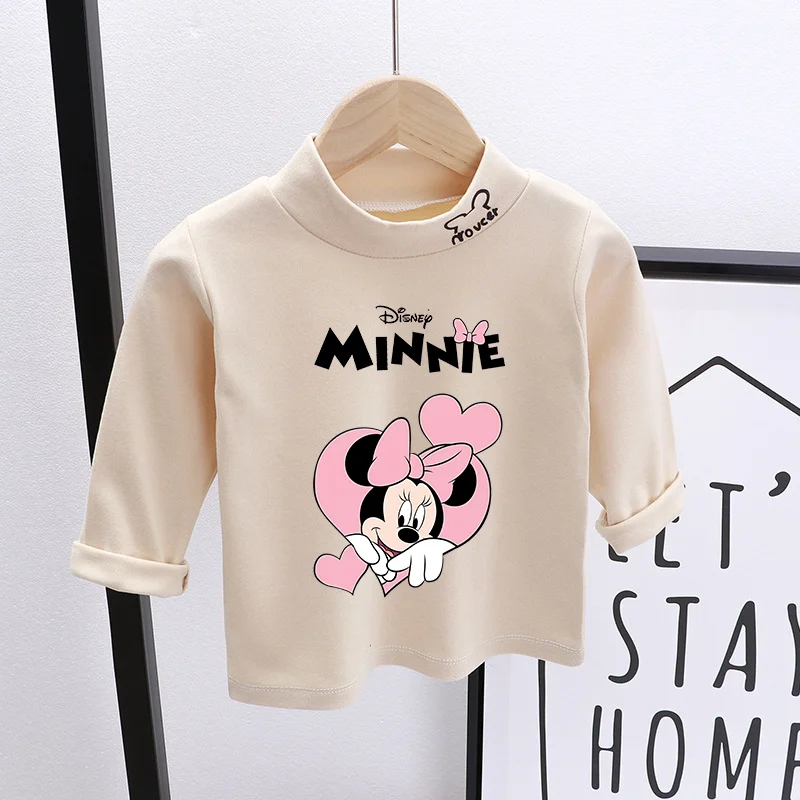 Disney anime camisa do bebê minnie dos desenhos animados velo-forrado engrossado quente topos inverno menina menino grosso camada interna coral veludo camisola