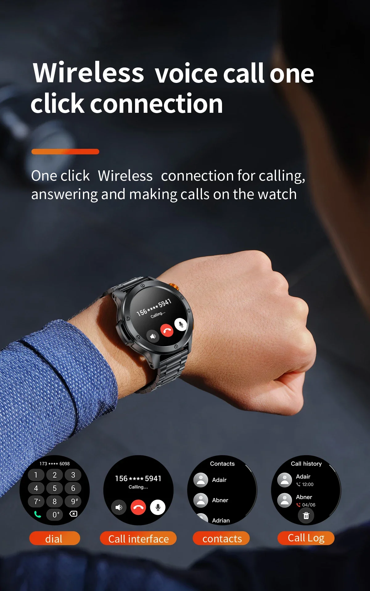 Reloj inteligente para hombre, pantalla HD, asistente de voz, BT, llamada inalámbrica, Monitor de ritmo cardíaco, reloj inteligente resistente al agua para XIAOMI HUAWEI