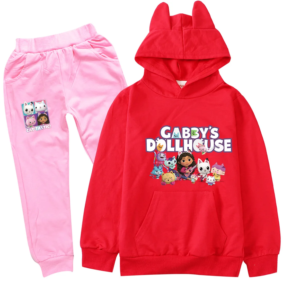 Gabby Doolhouse Clothes Kids Cats Orelhas Hoodies SweatPants 2pcs Sets Toddler Girls Boutique Outfits Boys Clothing Set