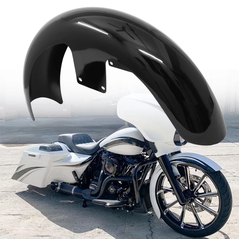 

For Harley Touring Electra Street Glide Road King FLTR FLHT 21'' Motorcycle Wheel Wrap Front Fender Mudguard Black Accessories