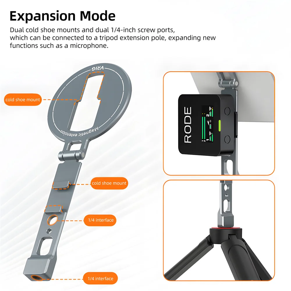 

VRIG Magnetic Cold Shoe Phone Holder MagSafe Phone Tripod Mount with 1/4" Screw For iPhone Android Tripod Mic Light Photography