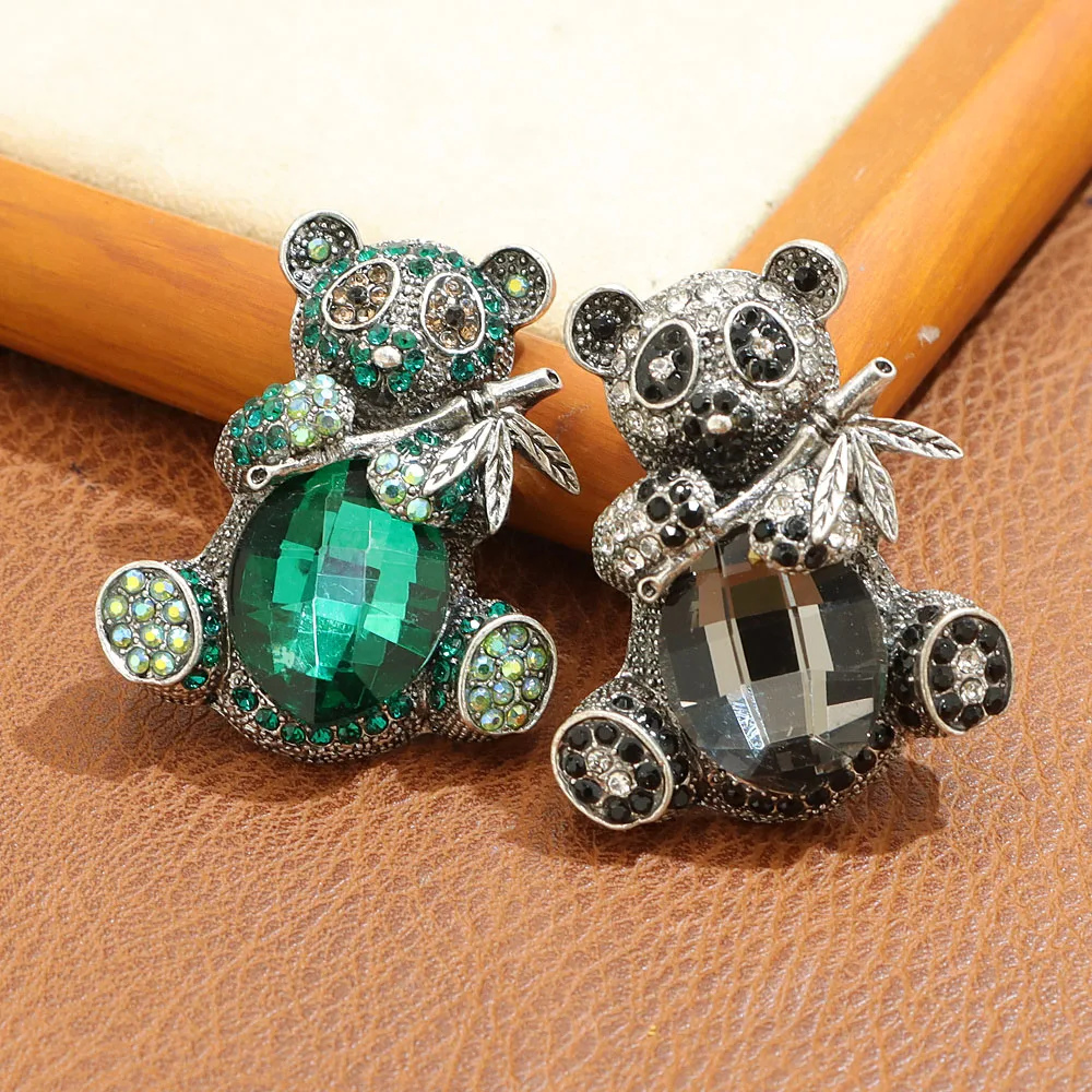 Embroidery Australia - CINDY XIANG Cute Rhinestone Eat Bamboo