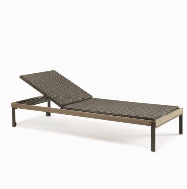 

Outdoor modern wrought iron aluminum alloy waterproof square sun garden beach lounge chair