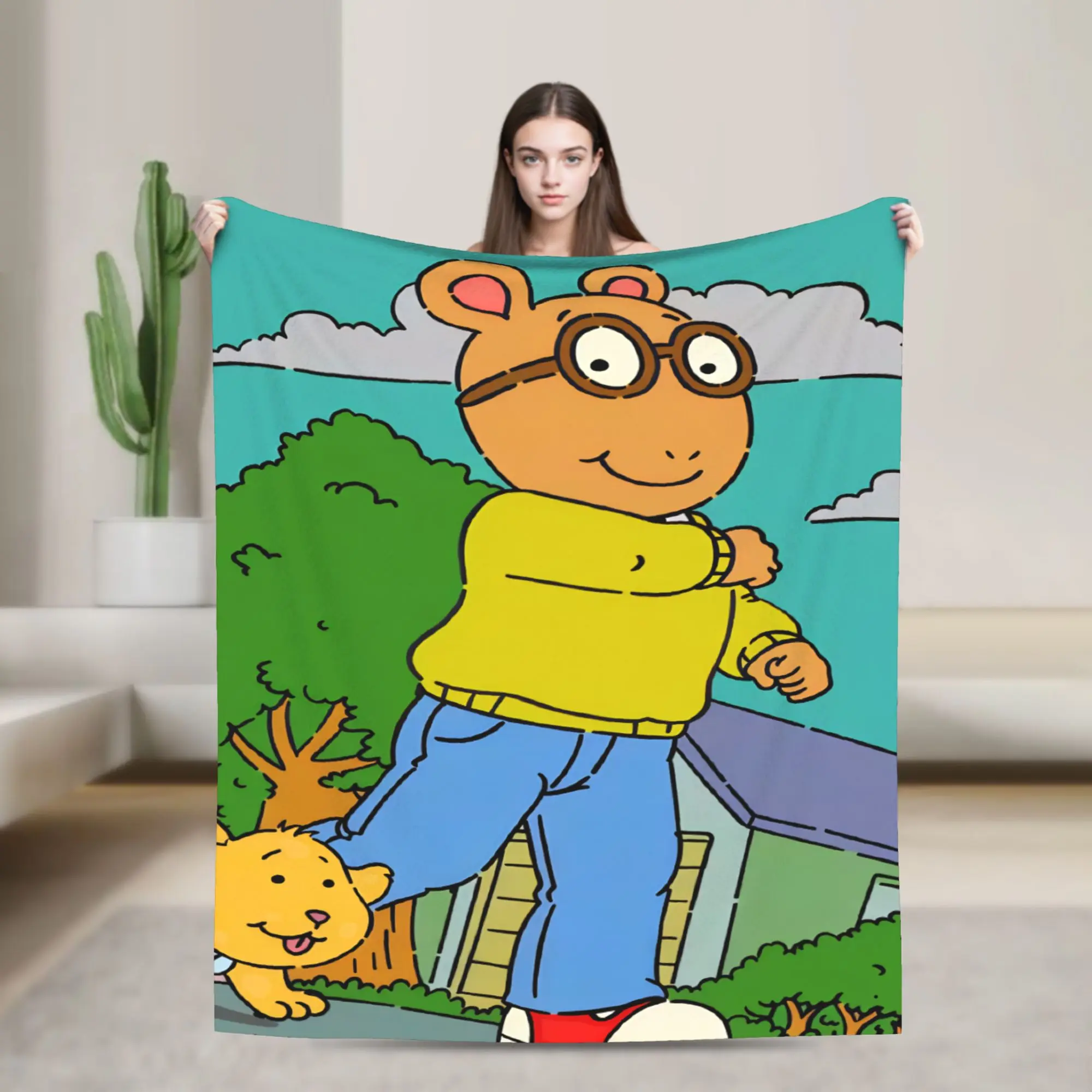Warm Comfy Blanket Picnic Cartoon A-Arthur  Throw Blanket Graphic  Bedspread For Living Room