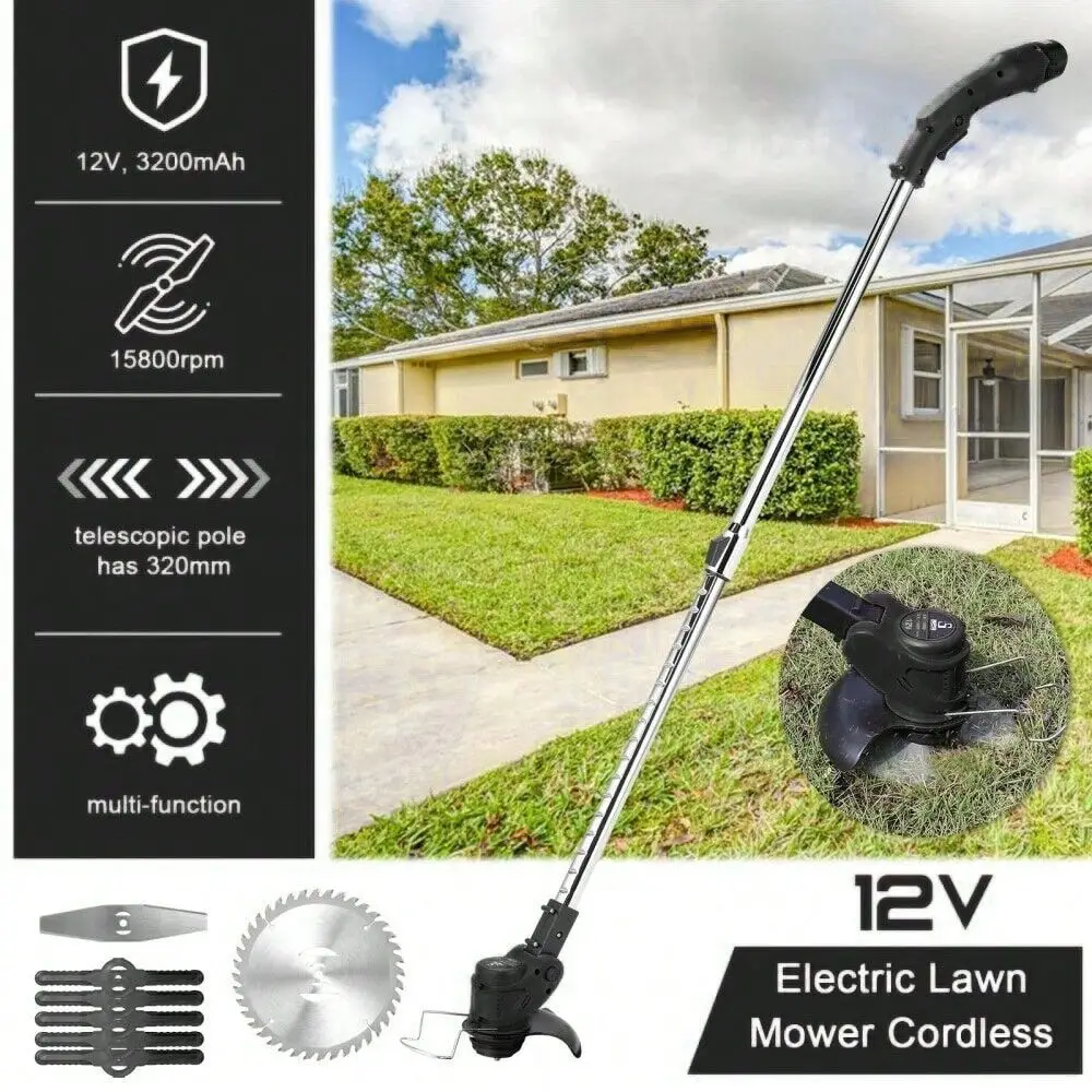 

Cordless Electric Grass Trimmer Edger Black Yard Tool For Lawn Mowing Edging