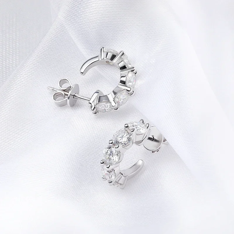 NASIA 3/4mm D Color Full Moissanite Hoop Earrings for Women Quality Jewelry 100% 925 Sterling Silver Original Design 2026