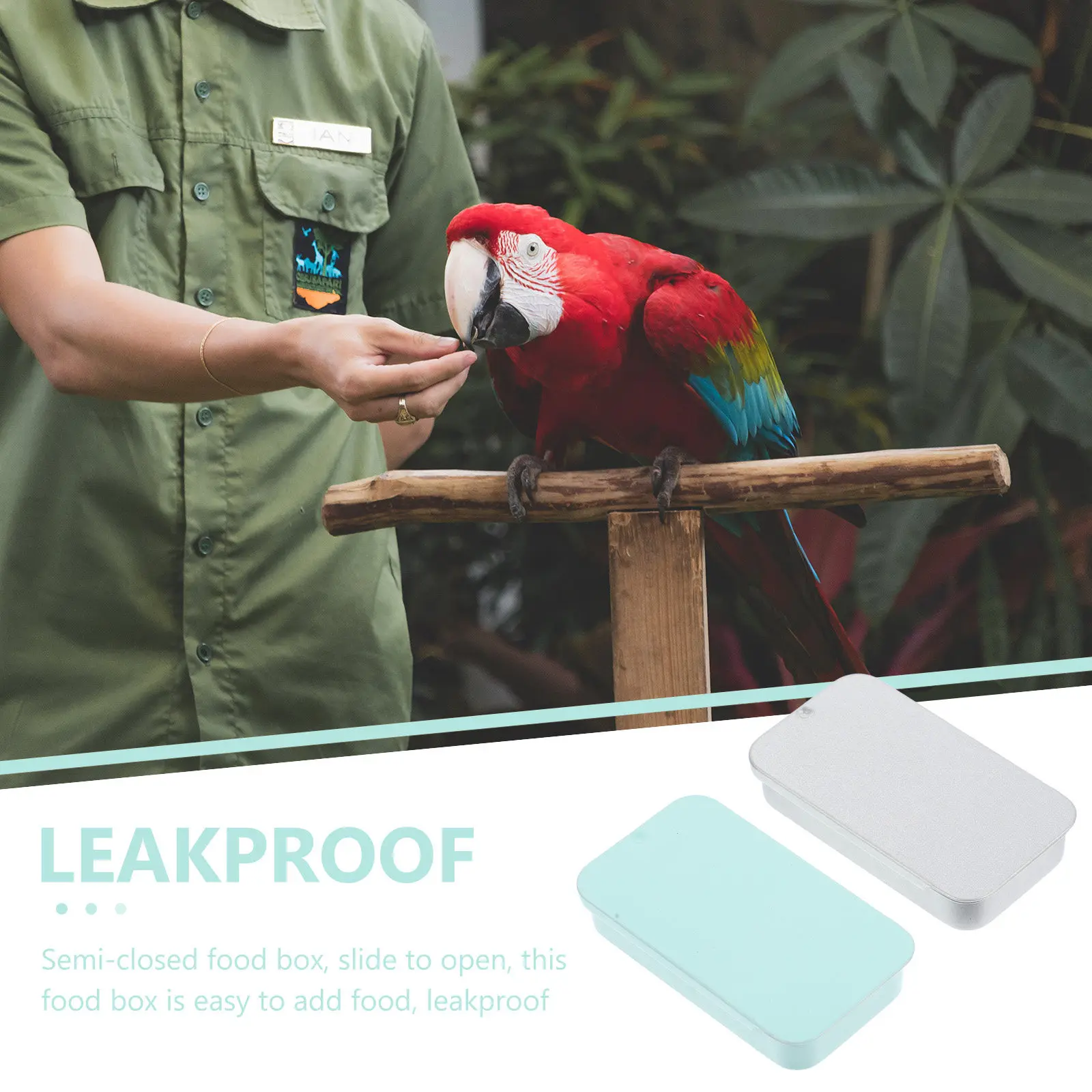 2Pcs Outdoor Bird Feeding Box with Slide Lid – Leakproof Metal Food Container for Bird Training
