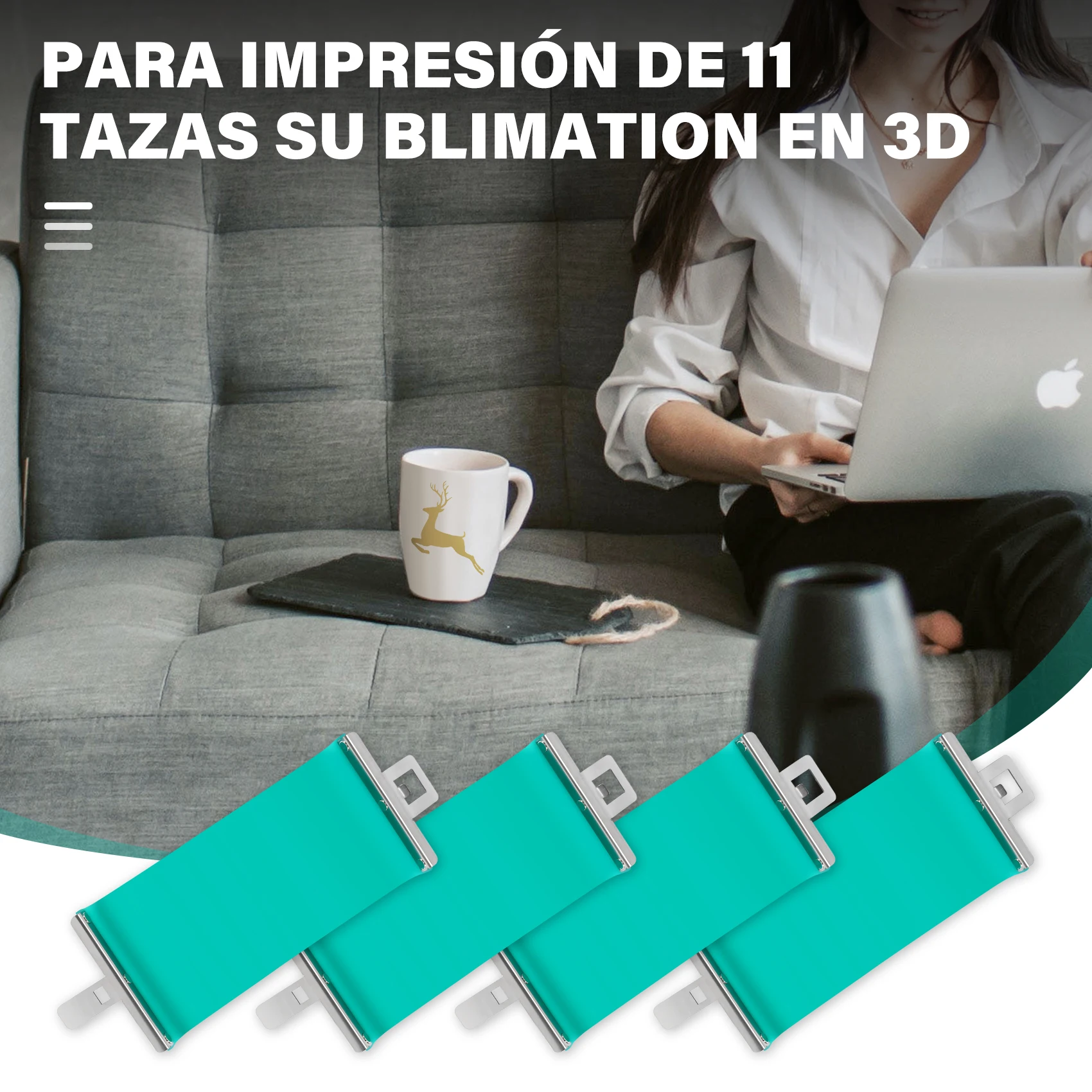 Envoltura de taza de silicona para tazas de sublimación, envolturas de tazas de 11OZ para sublimación en horno, envoltura de taza de silicona 3D, 4 Uds.