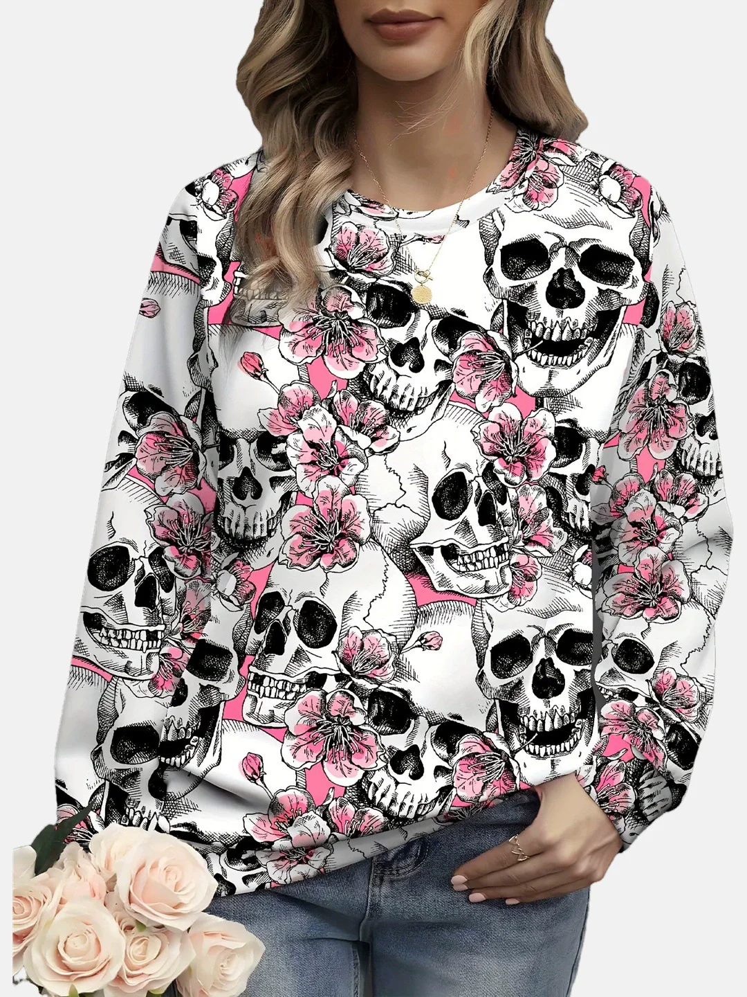 Terror Skulls Pattern Women Sweatshirts Autumn Winter Long Sleeve 3D Printed Horror Streetwear Ladies Sweatshirt 3XL Plus Size