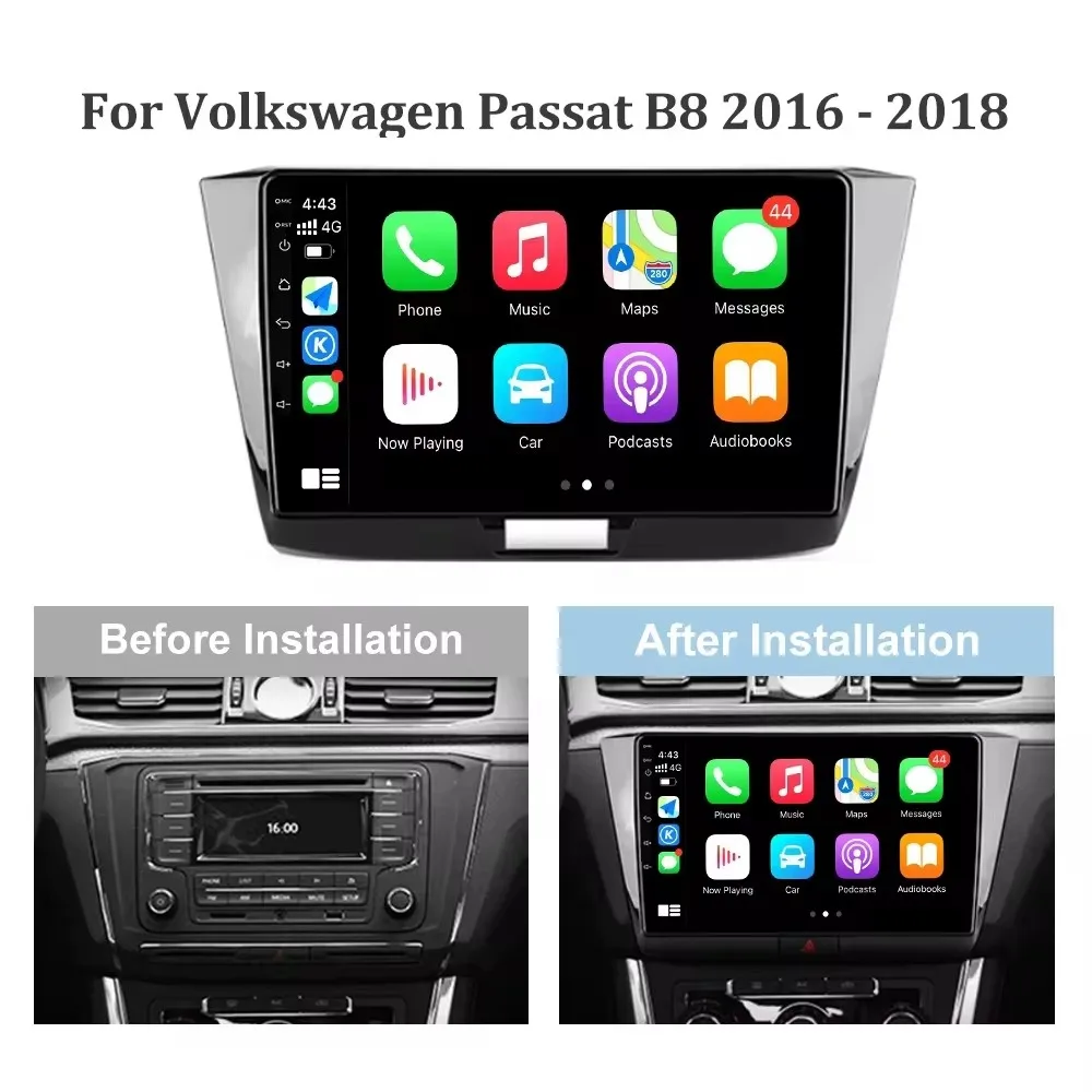 Android 14 Car Radio For VW Volkswagen Passat B8 2015 2016 - 2020 Navigation GPS Multimedia Player Stereo WiFi+4G Carplay BT DSP