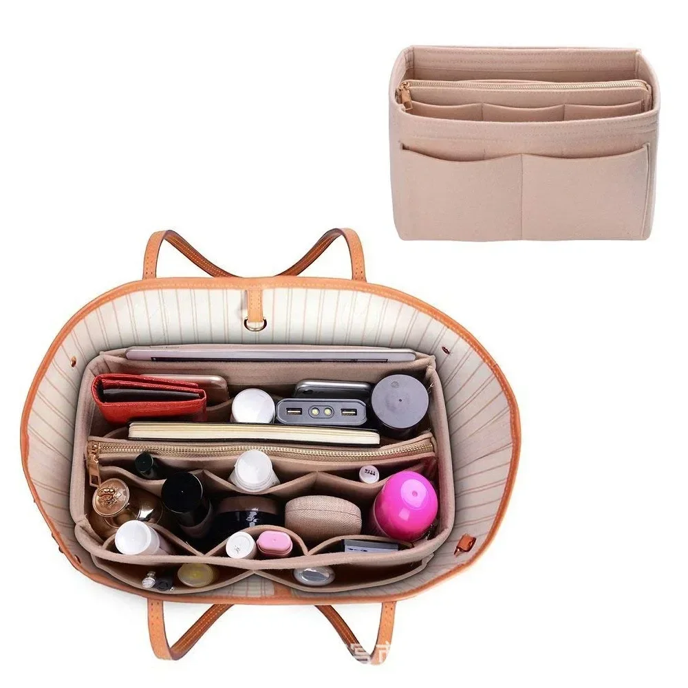 

New Women Make up Organizer Felt Insert Bag For Handbag Travel Inner Purse Portable Cosmetic Bags Fit Various Brand Bags