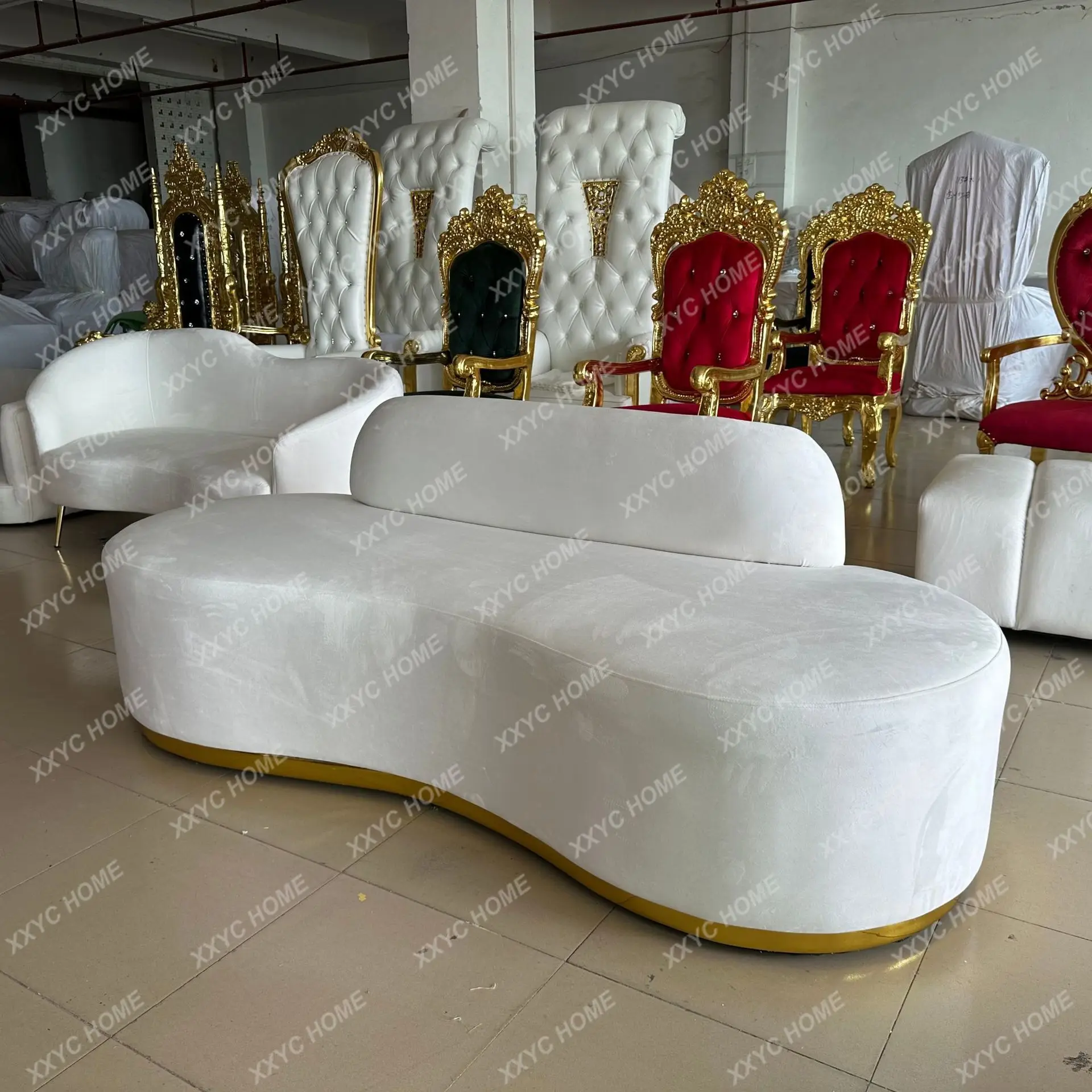 Manufacturer customizes special-shaped fabric sofa office reception sofa living room light luxury wedding sofa