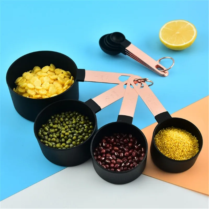 1Set Measuring Cup and Spoon Set, Stackable Cups and Spoons, Nested Measuring Cups with Stainless Steel Handles, Kitchen Gadgets