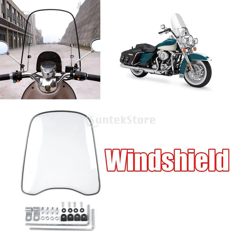 Windproof PC Windshield Windscreen ,Transparent Clear PC Windshield for Motorcycle Motocross Scooter