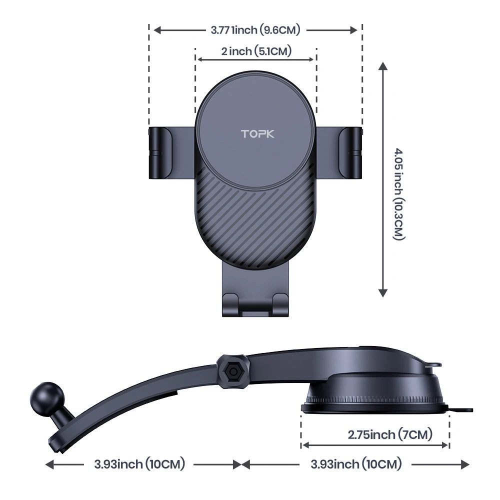 TOPK Metallhaken Schwerkraft-Autotelefonhalterung Lüftungsclip Auto-Lock-Halterung für iPhone 15 14 Samsung Xiaomi Auto-GPS-Halterung – Detail 9