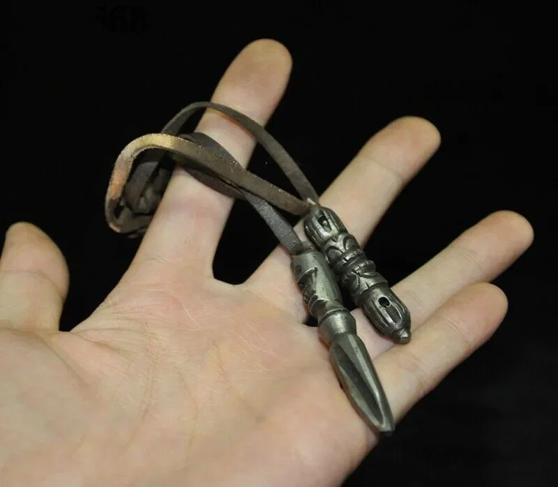 

8 "Xizang Folk Old Tiantie Киноварь Череп Голова Дордже Ваджра Пхурпа Амулет Дхарма Окрашенный городской дом Экзорцизм