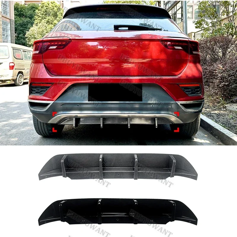 rear lip modified bright black matte rear spoiler diffuser splitter car kit For Volkswagen T-Roc 2018-2022 Standard Edition