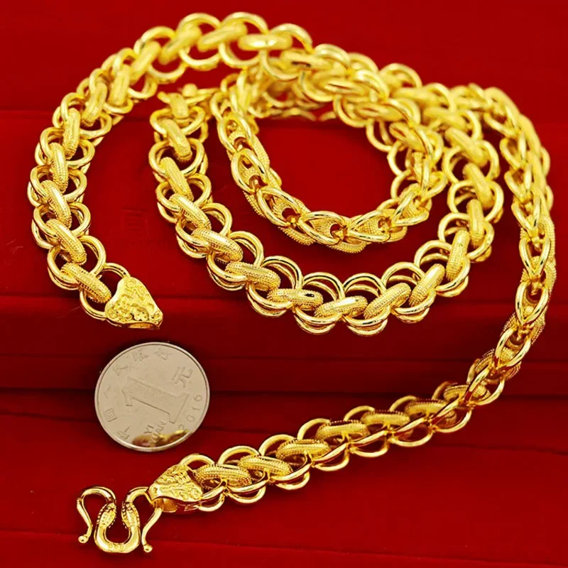 Fashion luxury gold plating necklaces for men yellow gold dragon head chain men's necklace fine jewelry annivesary gifts