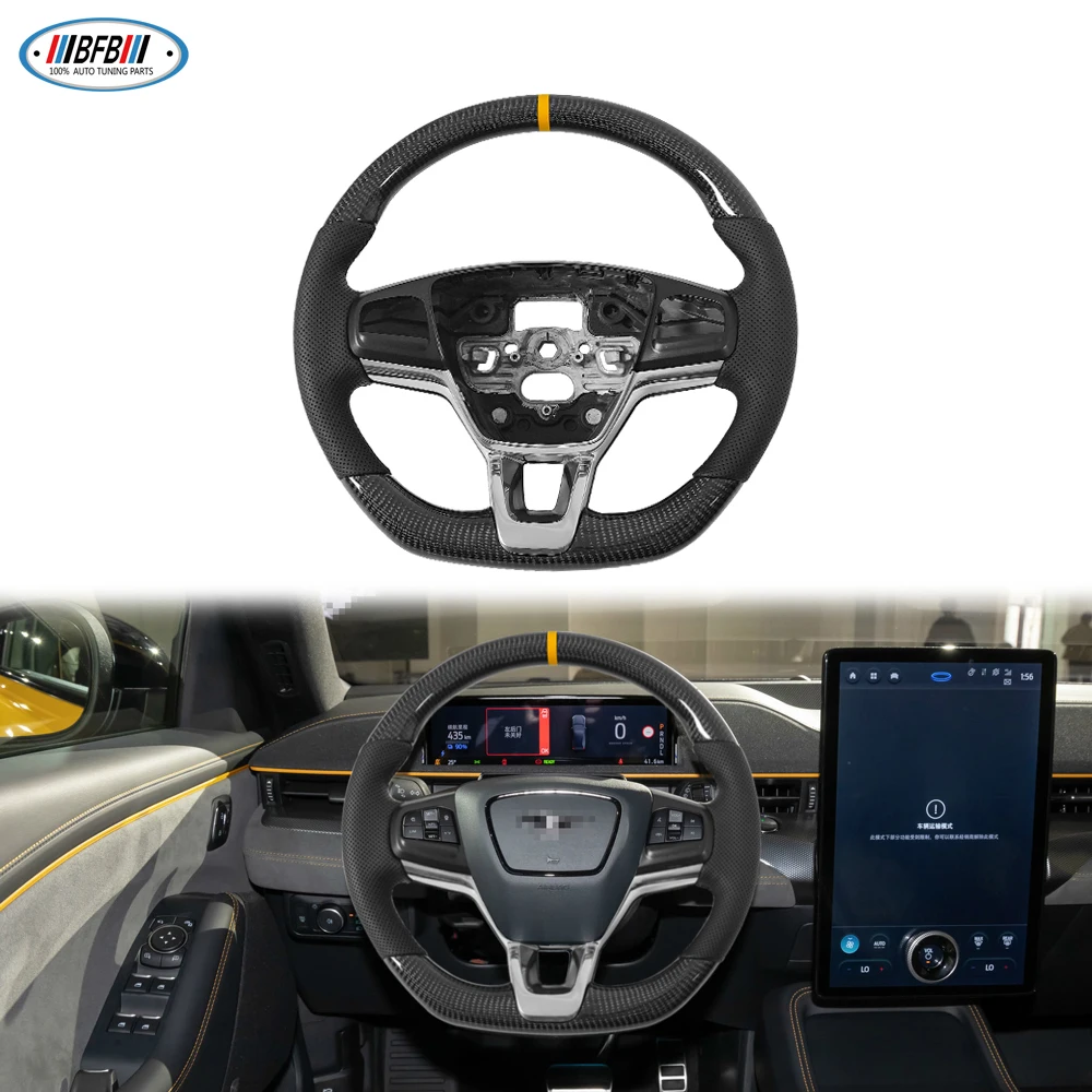 Real Carbon Fiber Interior Steering Wheel For Ford Mustang Mach-E 2021+