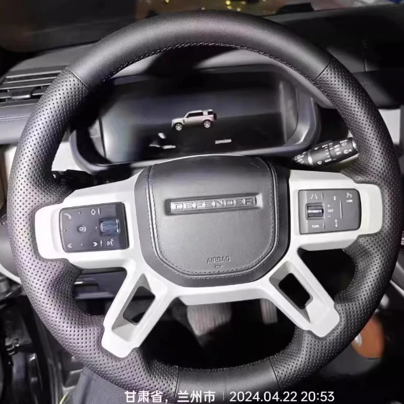 

Hand-Stitched Non-slip Genuine Leather suede Car Steering Wheel Cover For Land Rover Discovery 5 Defender 2020-2023