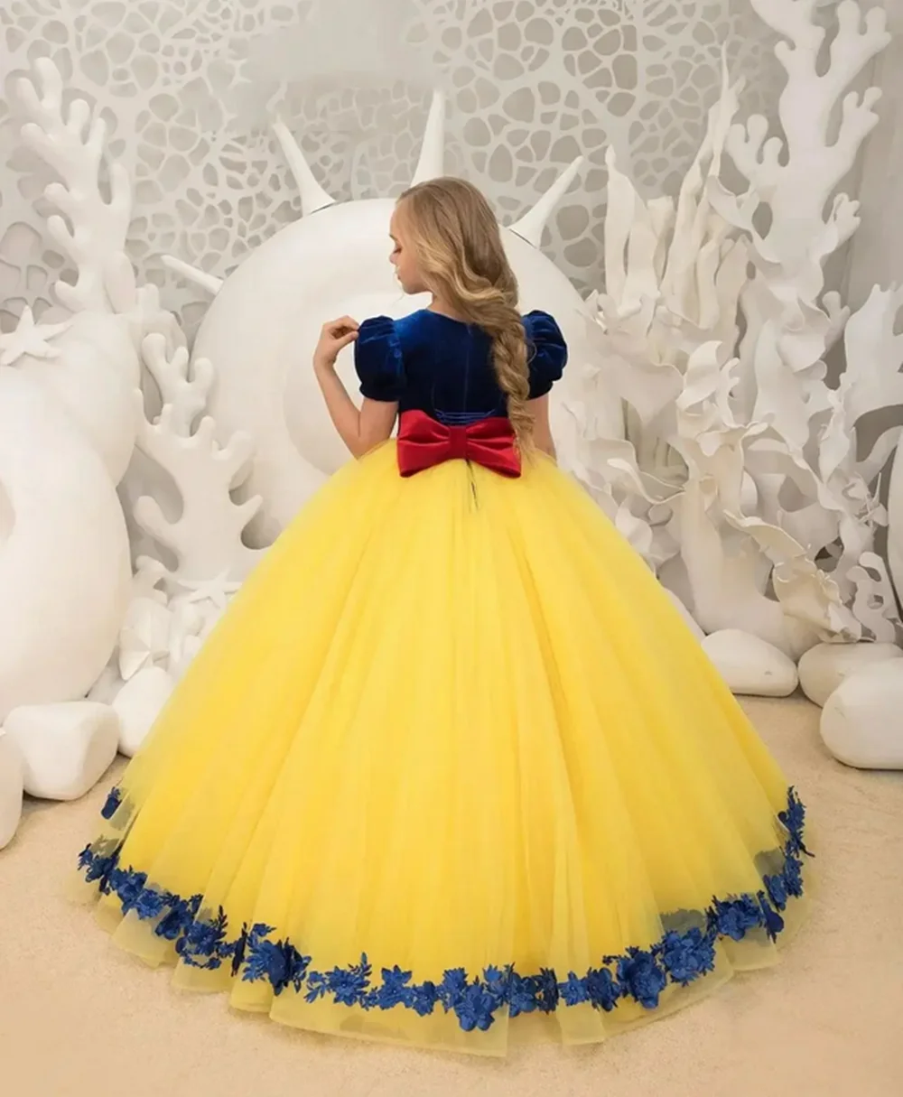 Robe de demoiselle d'honneur en tulle superposé, robe de mariage haut-bas, première communion d'enfant, fête d'anniversaire