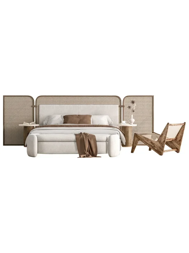 Wabi Sansan log rattan bed, double bed