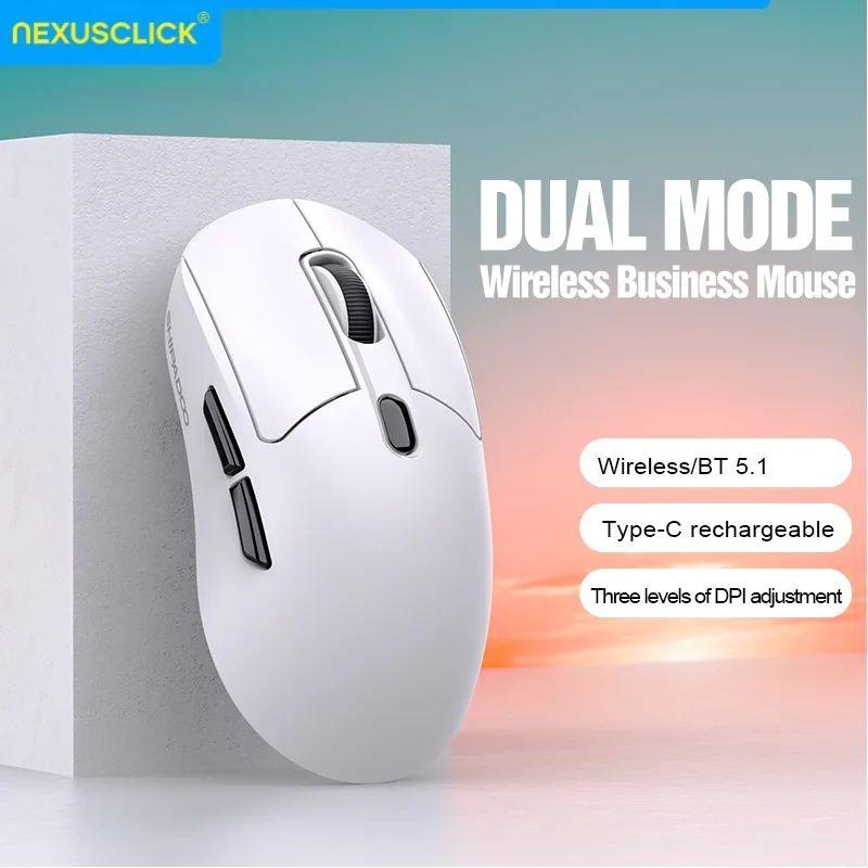 NexusClick Superlight Wireless Mouse,Bluetooth 2.4G Rechargeable Gaming Sensor Mice,DPI Adjustable Ergonomic for PC Office Gamer