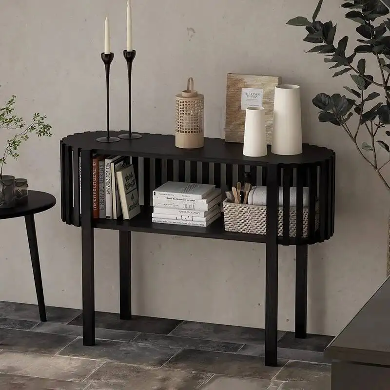 Mesas Consola de Entrada Estilo Wabi Sabi, Diseño Minimalista, Mesas Consola de Almacenamiento para Sala de Estar, Mesa Consola Rústica Simple, Muebles para el Hogar