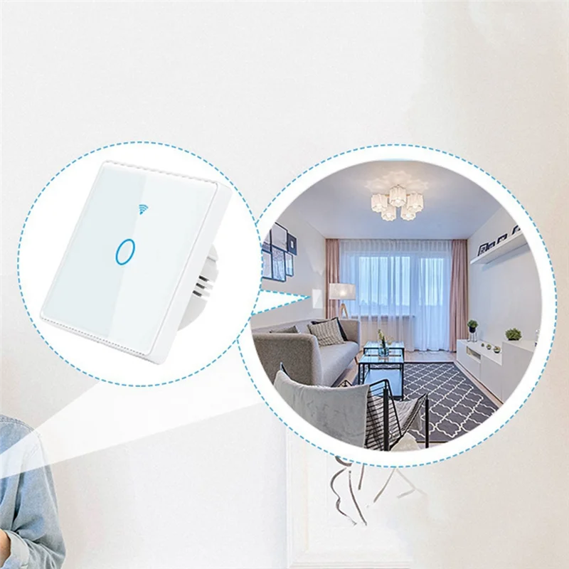 

Настенный выключатель A08F-Wi-Fi, интеллектуальное управление сенсорным экраном для Alexa, интеллектуальный выключатель света, используется для регулировки света