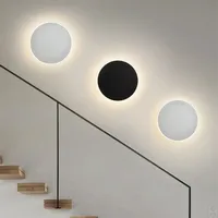 Modern Round/Square LED Wall Lamp for Living Room Loft Stair, Aluminum Indoor Home Decoration Light AC90-260V