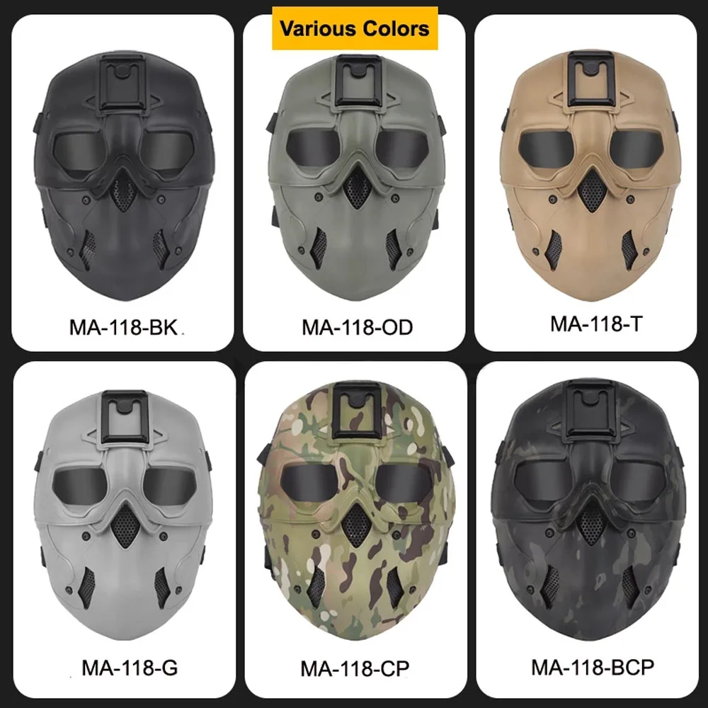 Máscara táctica Airsoft con casco, máscara de traje, puede llevar variedad de dispositivos de visión nocturna, accesorios de películas de Halloween