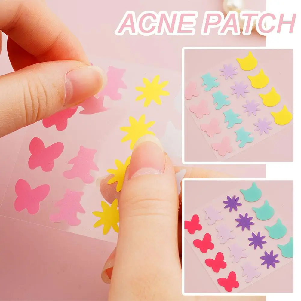 1 Sheet Colorful Cute Star Heart Shaped Invisible Cover Acne Treatment Patch Sticker Pimple Skin Removal Acne T1c1