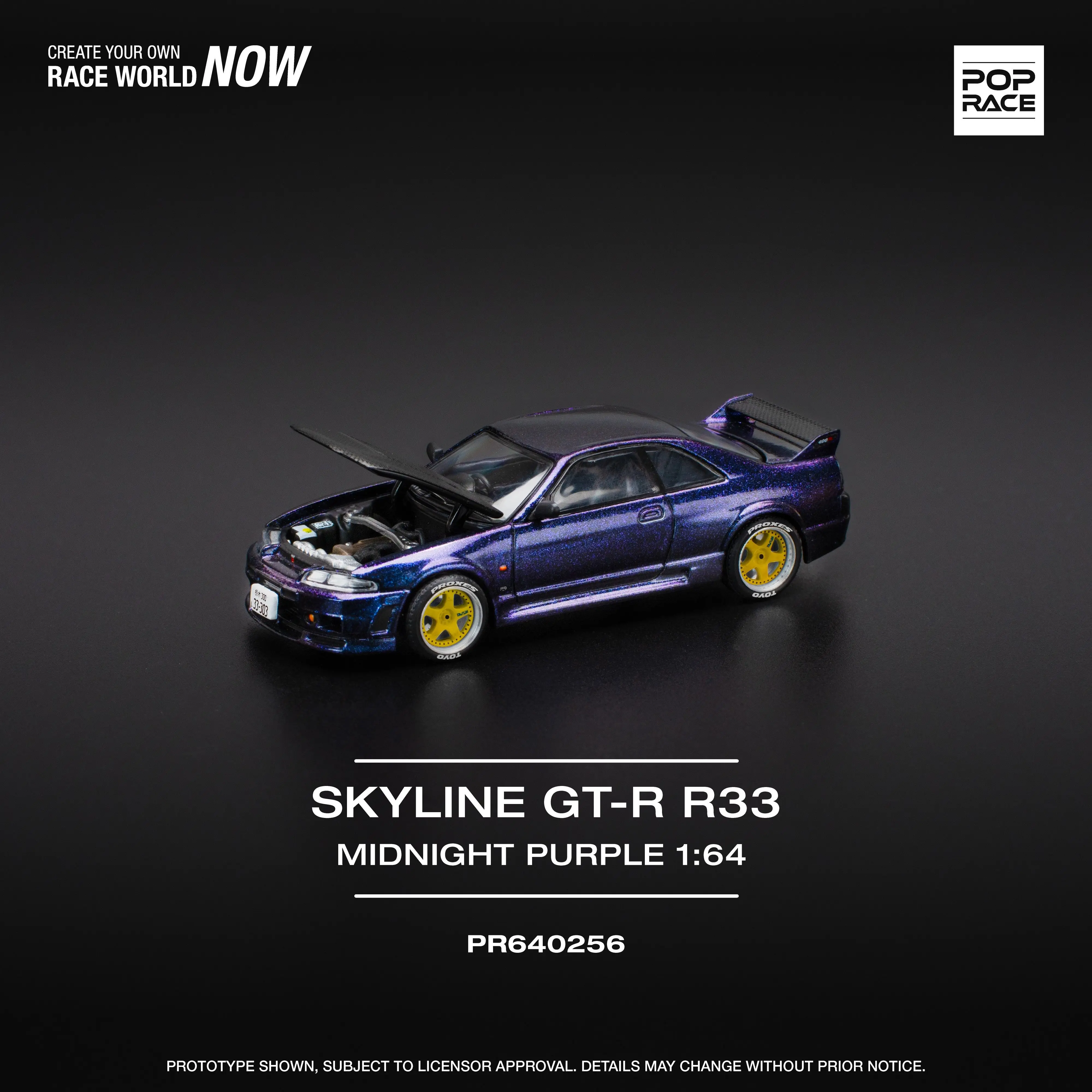 

Модель из сплава POPRACE 1:64 Skyline GT-R R33 Midnight Purple
