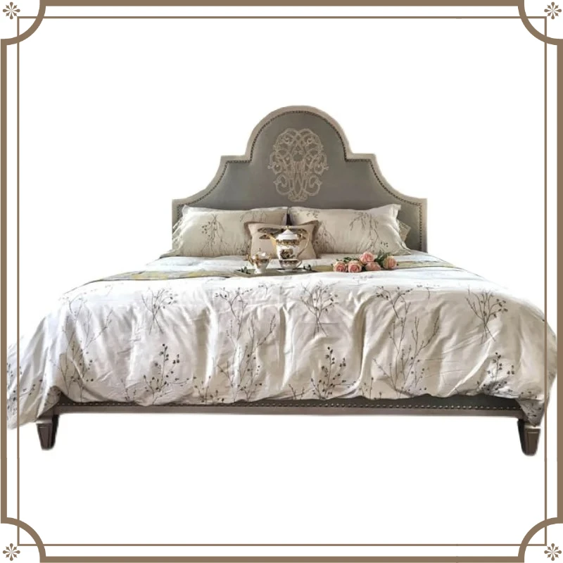 X-S  bed solid wood double master bedroom light luxury fabric bed luxury HG