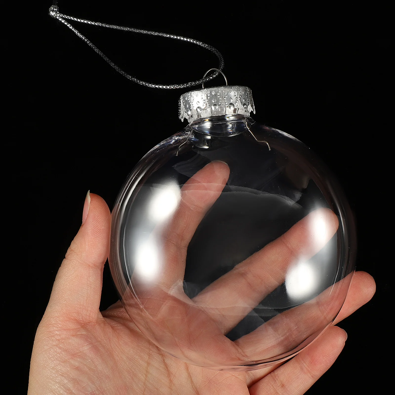 

6pcs Clear Christmas Ball Ornaments 10cm Flat Baubles DIY Fillable Craft Decorations Plastic PET Transparent Holiday Supplies