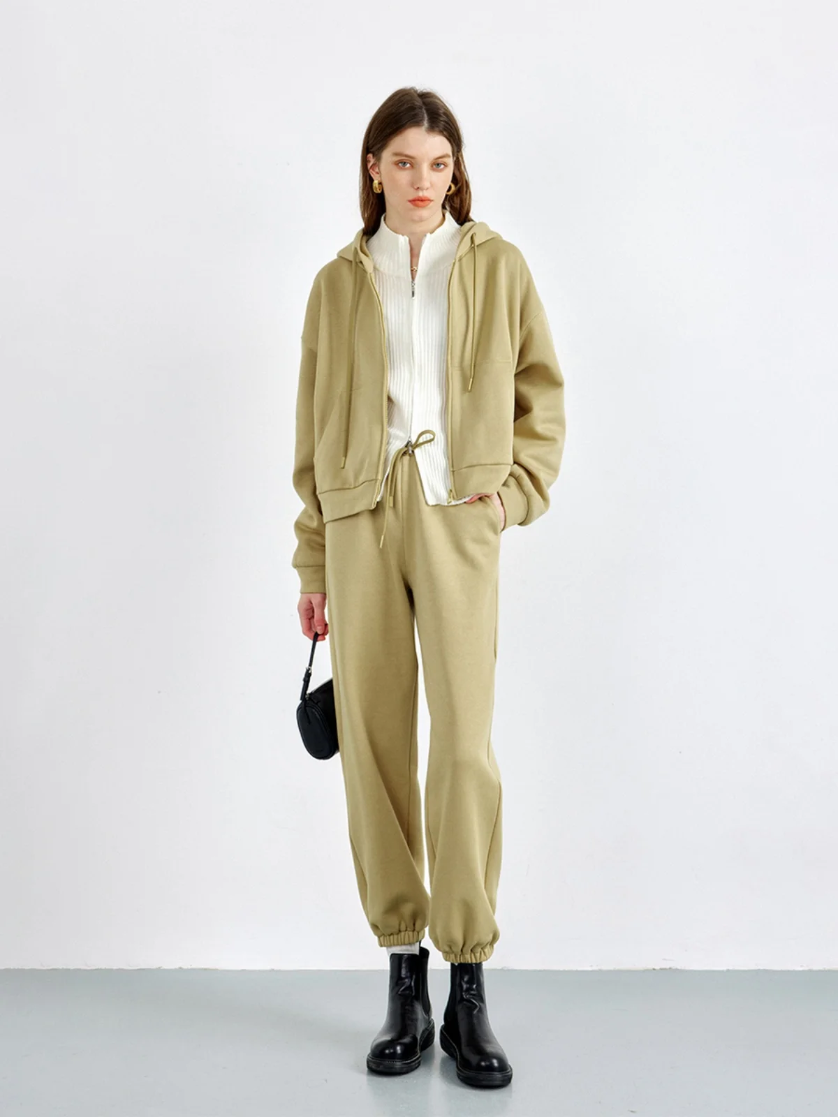 

CLMX Lazy Casual ort Hoodie Jaet Elastic Dstring Waist Sweatpants Set High-End Feelings Comfortable Loose Fit Sle