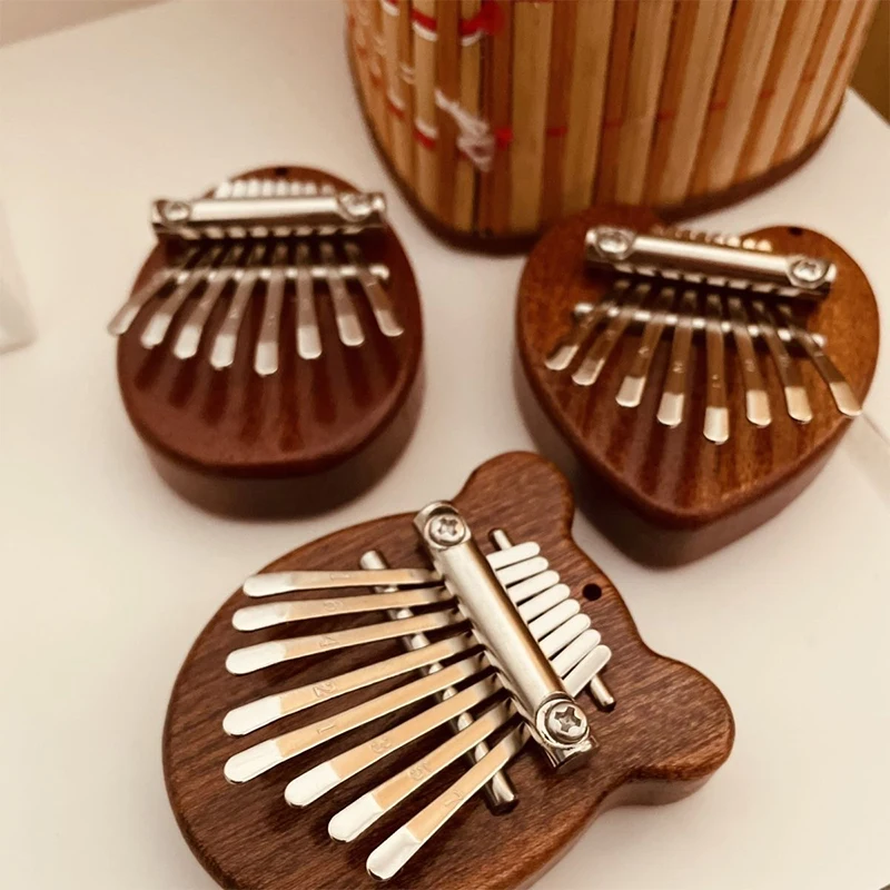 8 Key Kalimba Thumb Piano Gifts For Kids Beginners Music Lovers Players,Cute Instrument Pendant Keychain Accessories