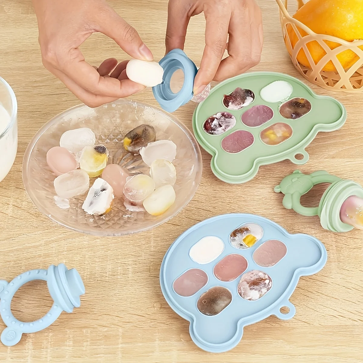 

A set of silicone ice cream making molds with smiley face bites, perfect kitchen and living room items, and holiday gifts.