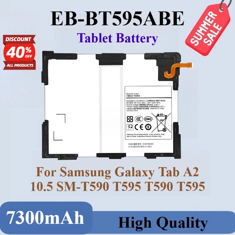 

Brand New EB-BT595ABE 3.8V 7300mAh Tablet Battery For Samsung Galaxy Tab A2 10.5 SM-T590 T595 T590 T595 High Quality