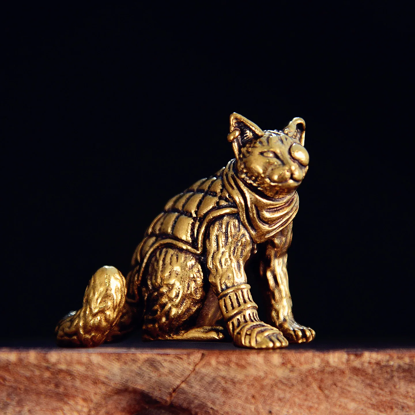 One-eyed Cat Miniatures Figurines Brass Cute Animal Small Statue Desktop Ornaments Vintage Home Decorations Crafts Accessories
