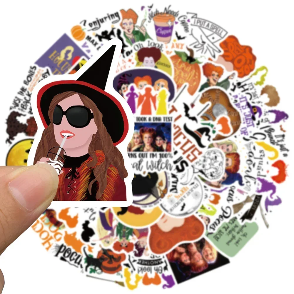 50PCS Halloween Witch Hocus Pocus Stickers Disney Horror Decal Skateboard Phone Luggage Laptop Car Waterproof Stickers Kids Toy