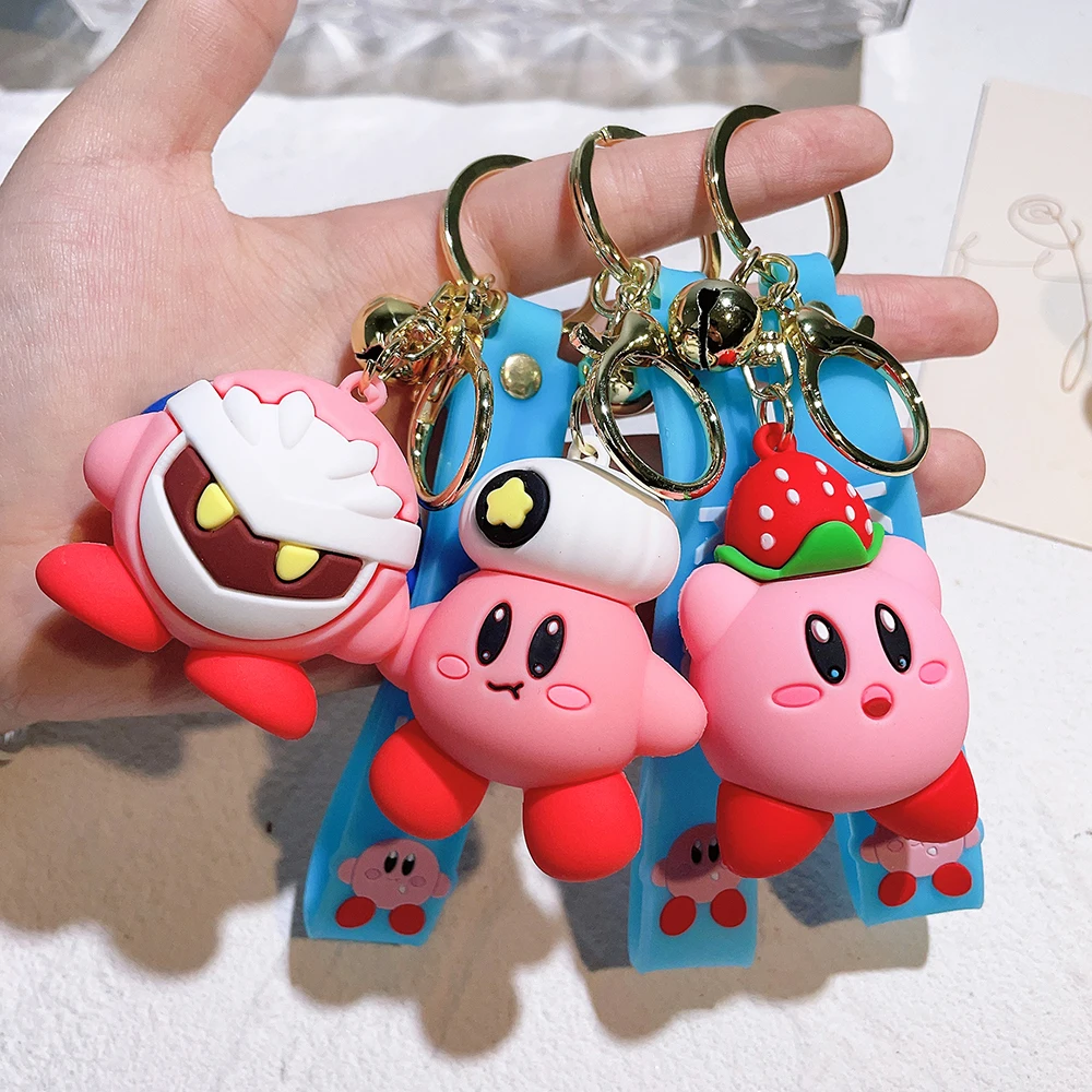 Anime Star Kabi Kirby Keychain Bead Chain Knapsack Accessories Key Chain Bag Pendant Plush Mini School Bag Girl Gift