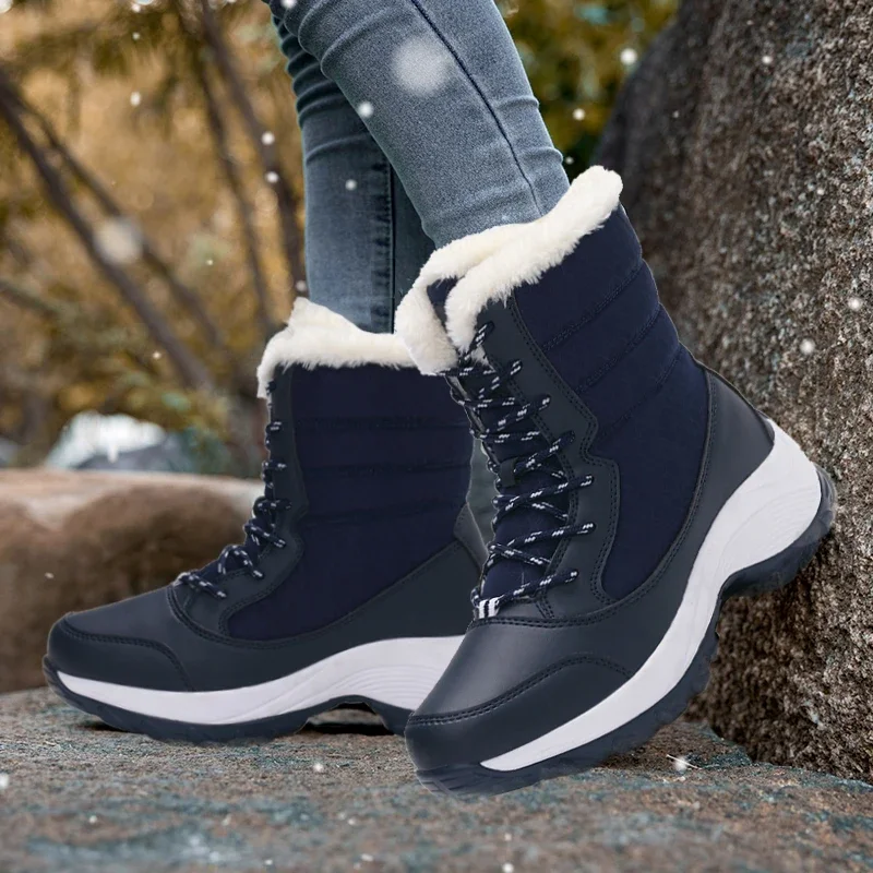 

2026Winter Shoes Fur Warm Ankle Boots for Women Wedges Waterproof Thigh High Snow Platform Non-slip