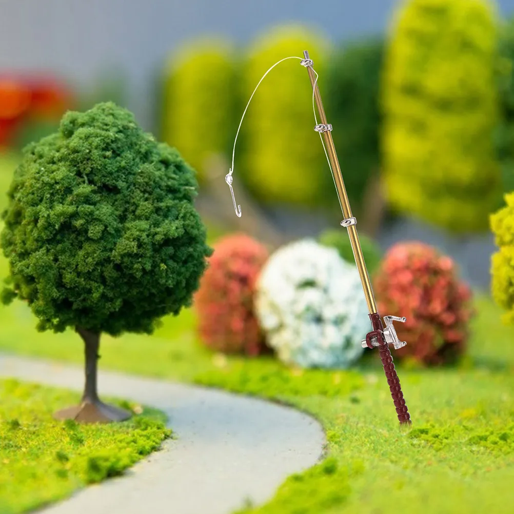 

2Pcs Mini Fishing Pole Delicate Design for Dollhouse Enthusiasts Ideal for Mini House Decoration and Adornment