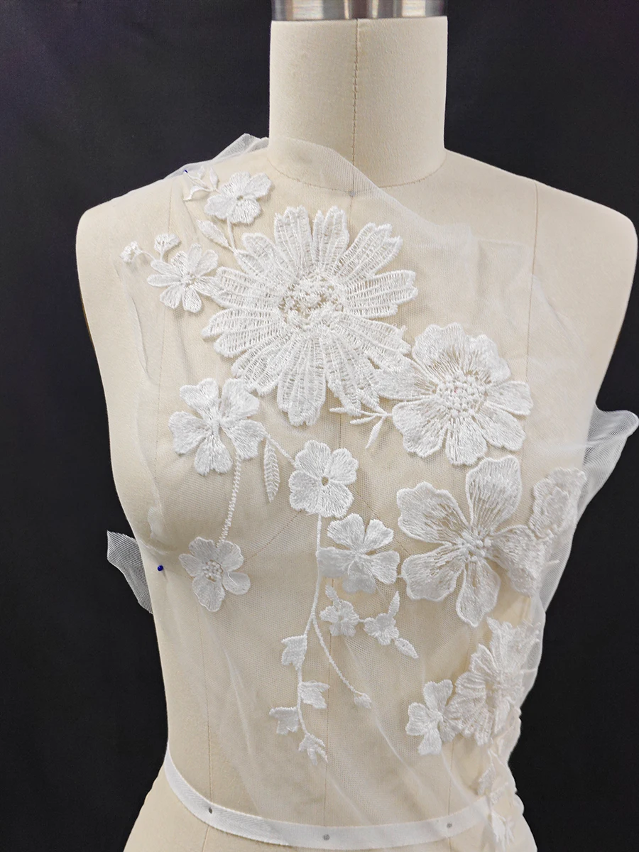 

Белый цветок, вышивка, кружевная ткань, свадебное платье, материал «сделай сам», свадебное платье, украшение, ткань, принадлежности для шитья