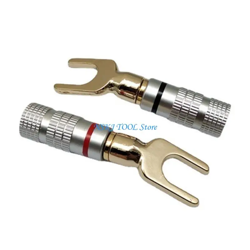 L8RC Gold Plated Banana Plugs with Y Fork Designs Sound Connector for Simple Integration in Home Theaters Setups