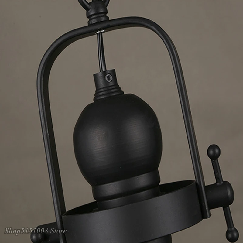 Vintage Iron LED Pendant Lights Loft Industrial Kitchen Hanging Lamp For Dining Room Decor Home Light Fixtures Glass Lampshade