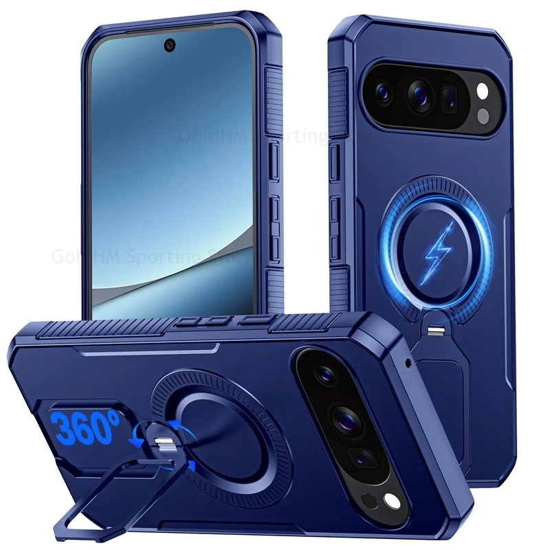 

For Magsafe Magnetic Ring Stand Shockproof Case For Google Pixel 10 Pro XL Heavy Dut Protection PC Cover For GOOGLE Pixel 10 Pro